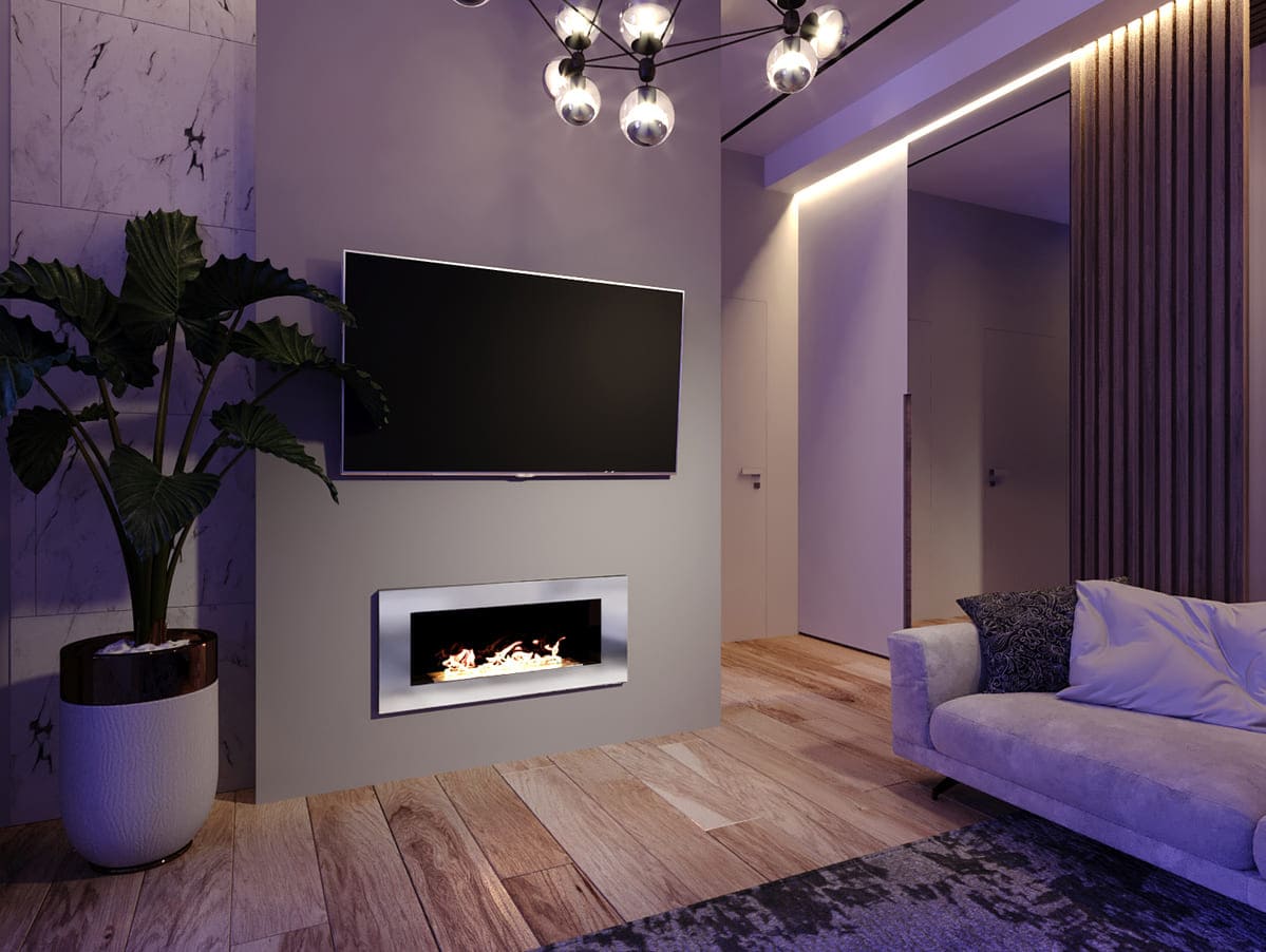 Биокамин "Русский огонь" Хай-тек 900V встраиваемый с декоративным стеклом (стемалитом) по цене 39 650 руб.