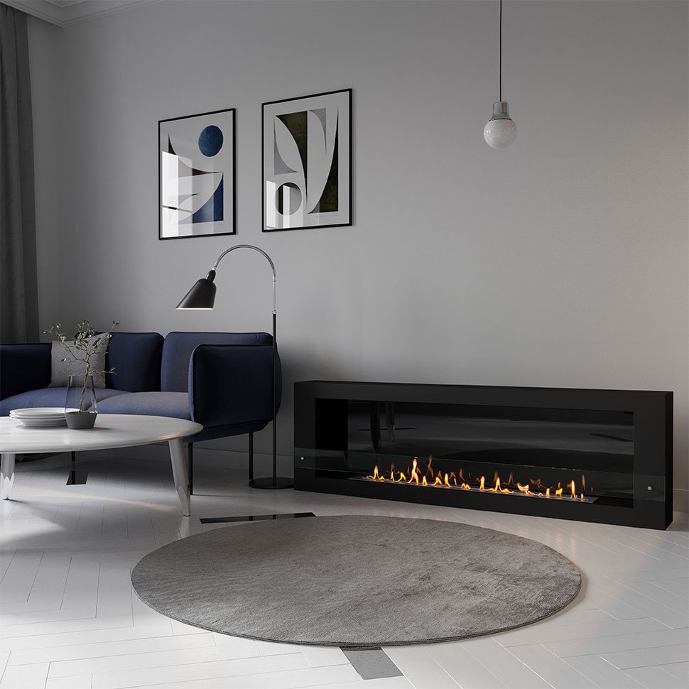 Биокамин SteelHeat WALL  LONG 1800 черный, стекло по цене 76 020 руб.